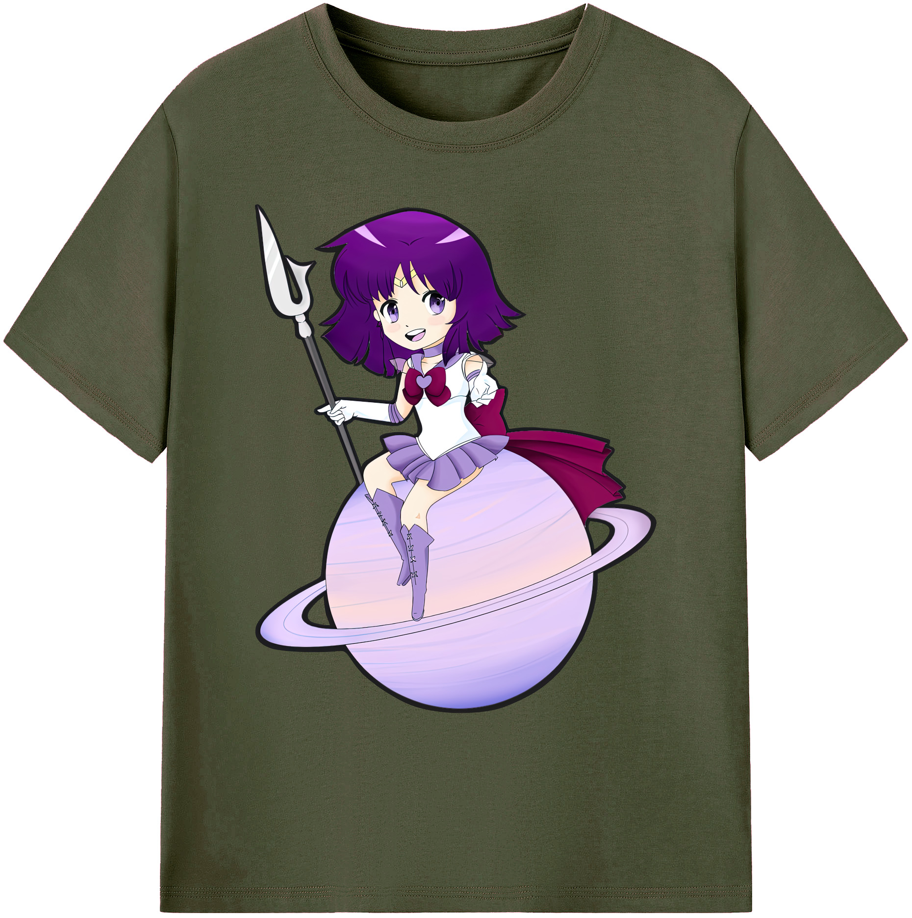 （画像用） 美少女戦士セーラームーン 土萠ほたる Sailor Moon Tomoe Hotaru （セーラーサターン；Sailor Saturn） 綿100％ メンズ半袖Tシャツ｜肌触りやわらか＆通気性